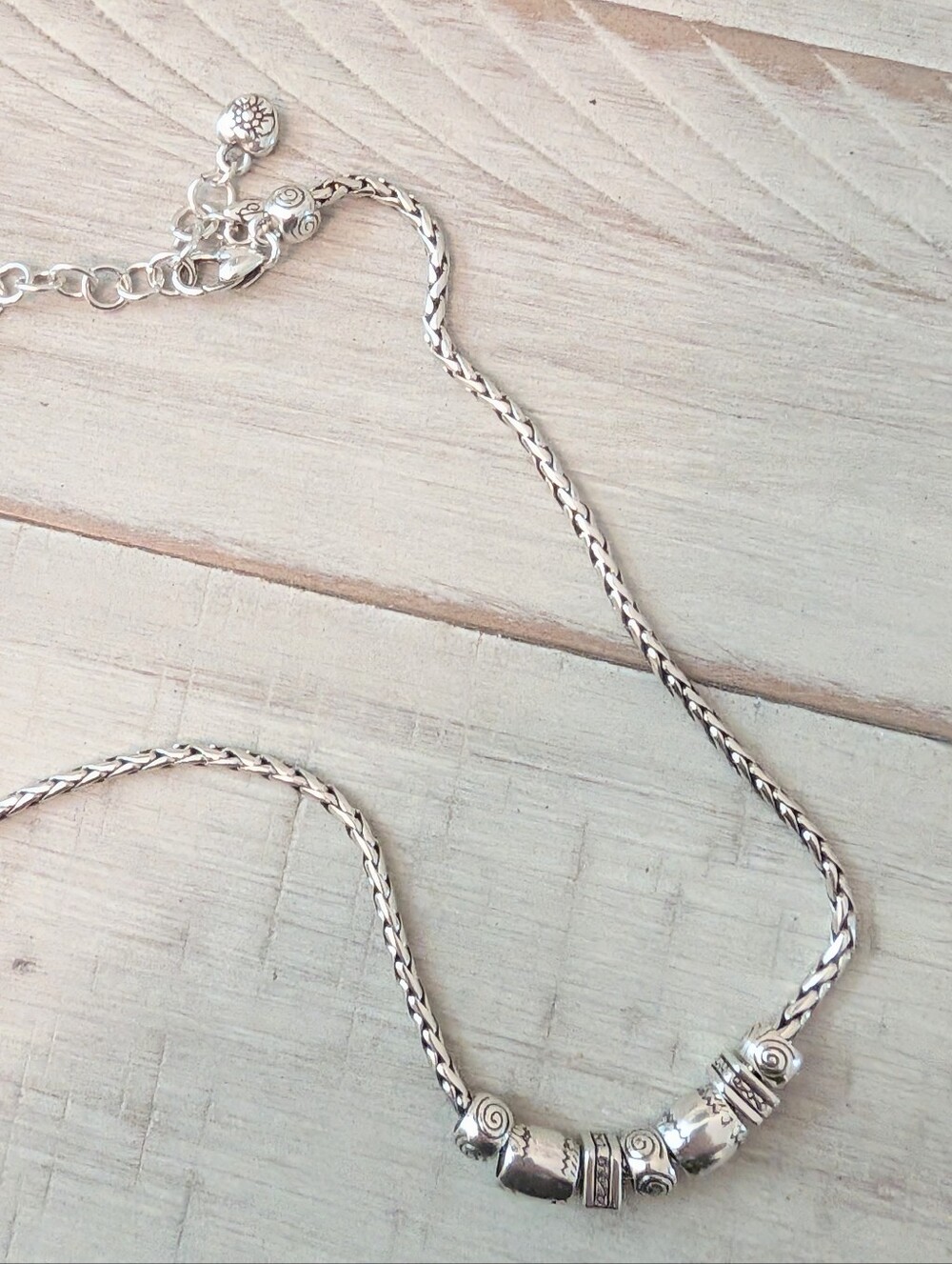 retired Brighton Calypso Silver Scroll Beaded Necklace